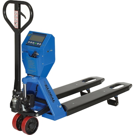 Global Industrial Low Profile Scale Pallet Jack Truck, 5000 Lb. Capacity, 22 x 48 Forks 988941